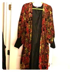 Jibri Plus Size Print Velvet Duster